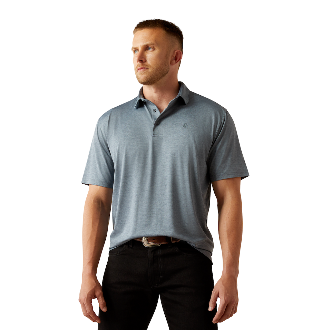 Ariat Men's Charger 2.0 Polo Newsboy Blue Shirt