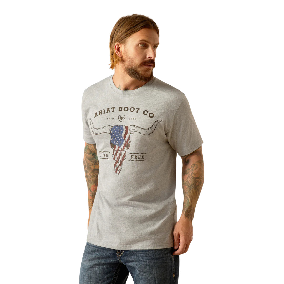 Ariat Men's Long Live Freedom Grey Shirt