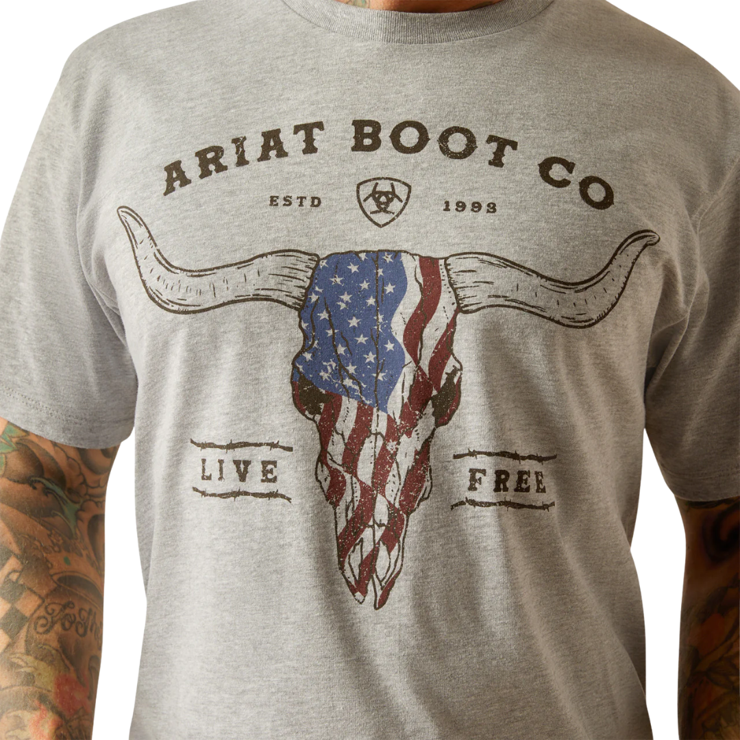 Ariat Men's Long Live Freedom Grey Shirt
