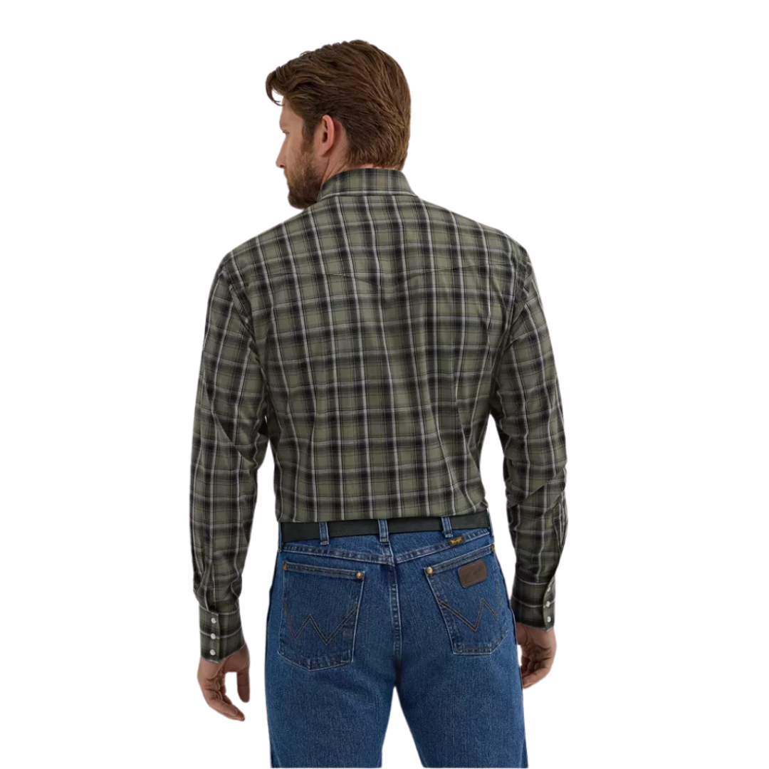 Wrangler Men's Western Plaid Green Shirt - Big & Tall