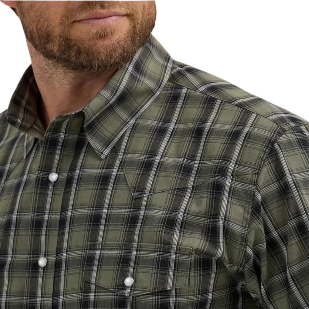 Wrangler Men's Western Plaid Green Shirt - Big & Tall