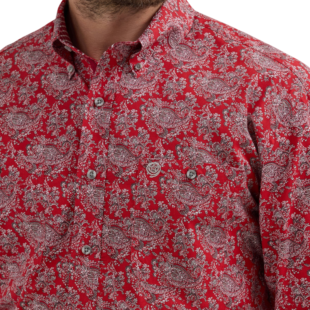 Wrangler Men's George Strait Paisley Red Shirt