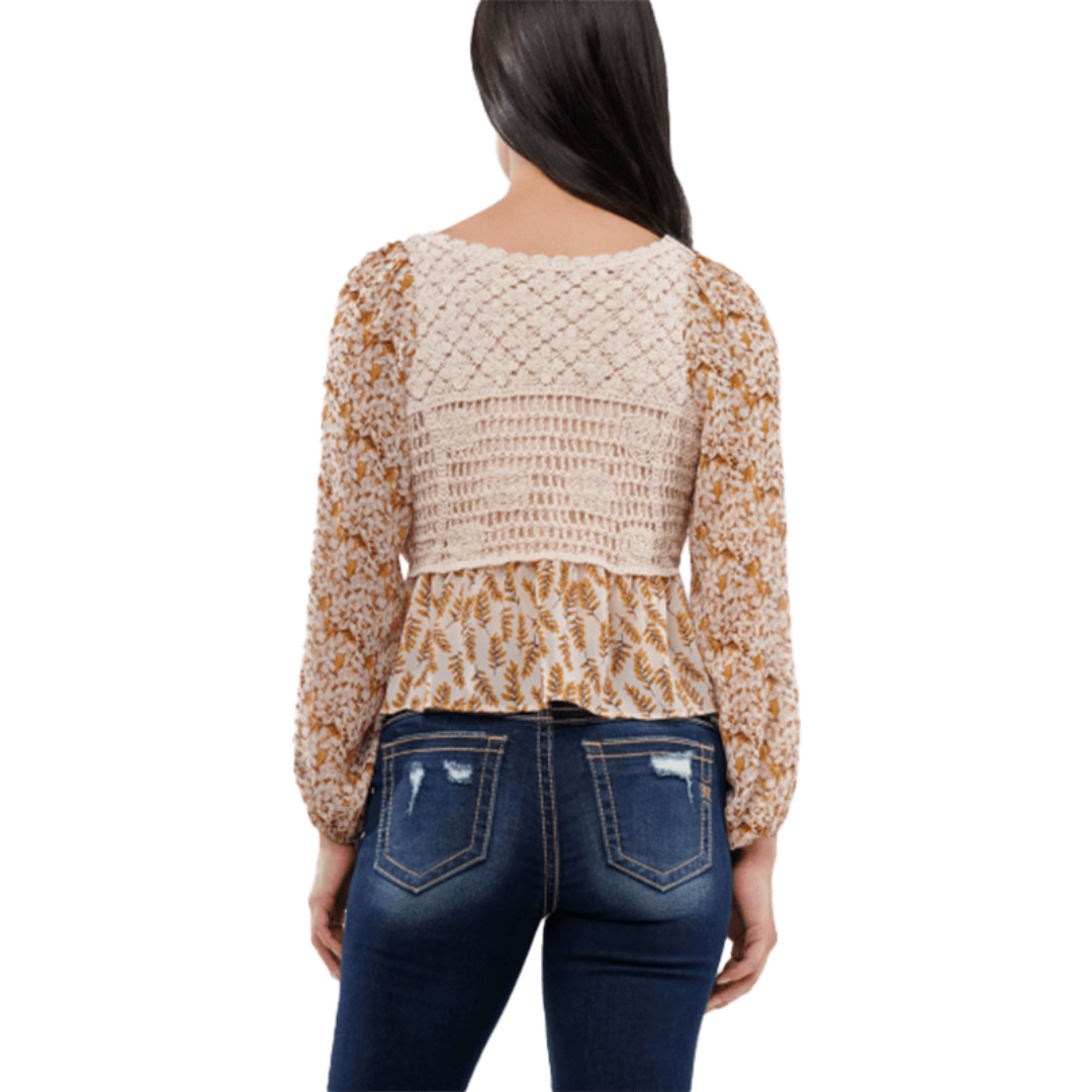 Miss Me Floral Crochet Printed Top