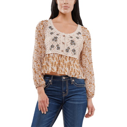 Miss Me Floral Crochet Printed Top
