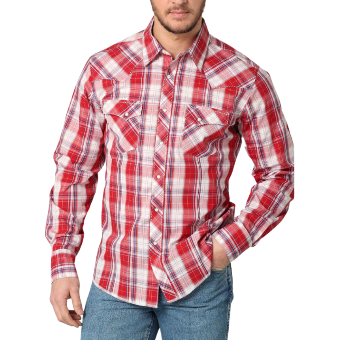 Ely Walker Men's Plaid Print Red Shirt