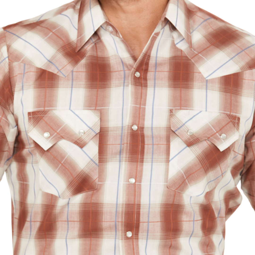 Ely Walker Men's Plaid Print Pearl Red Shirt
