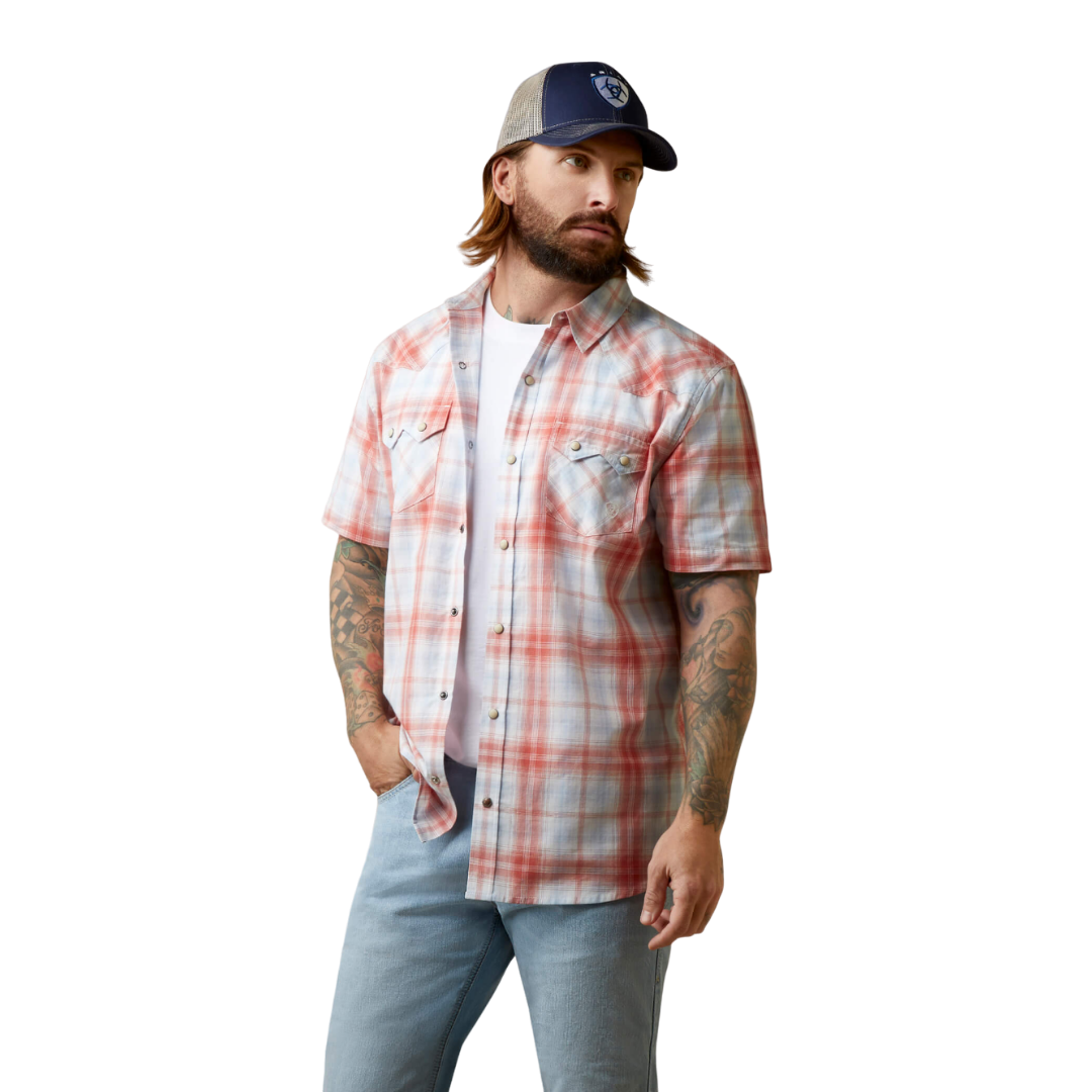 Ariat Men's Faded Brick Harter Retro Orange Shirt