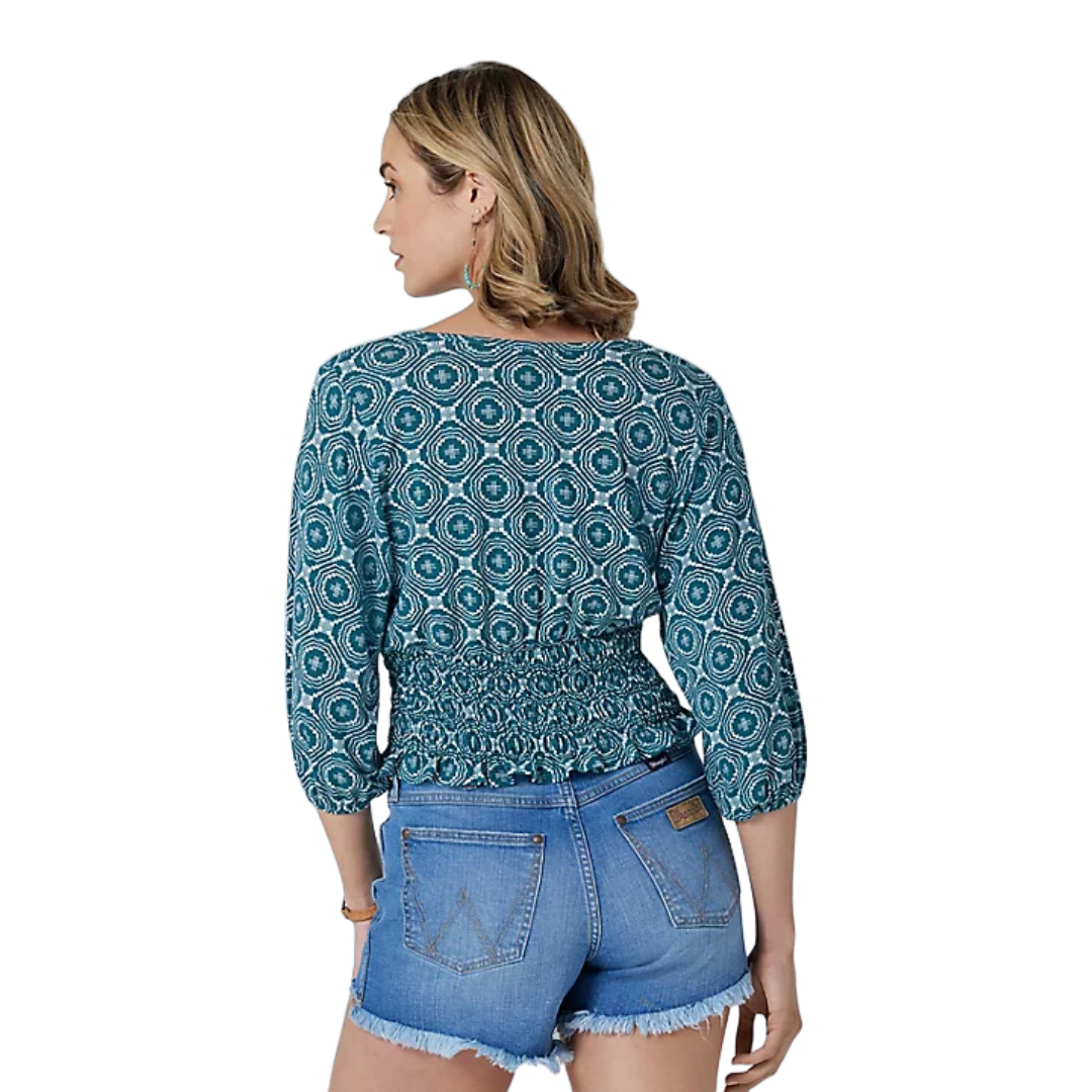 Wrangler Women's Forest Geometric Print Green Crop Top