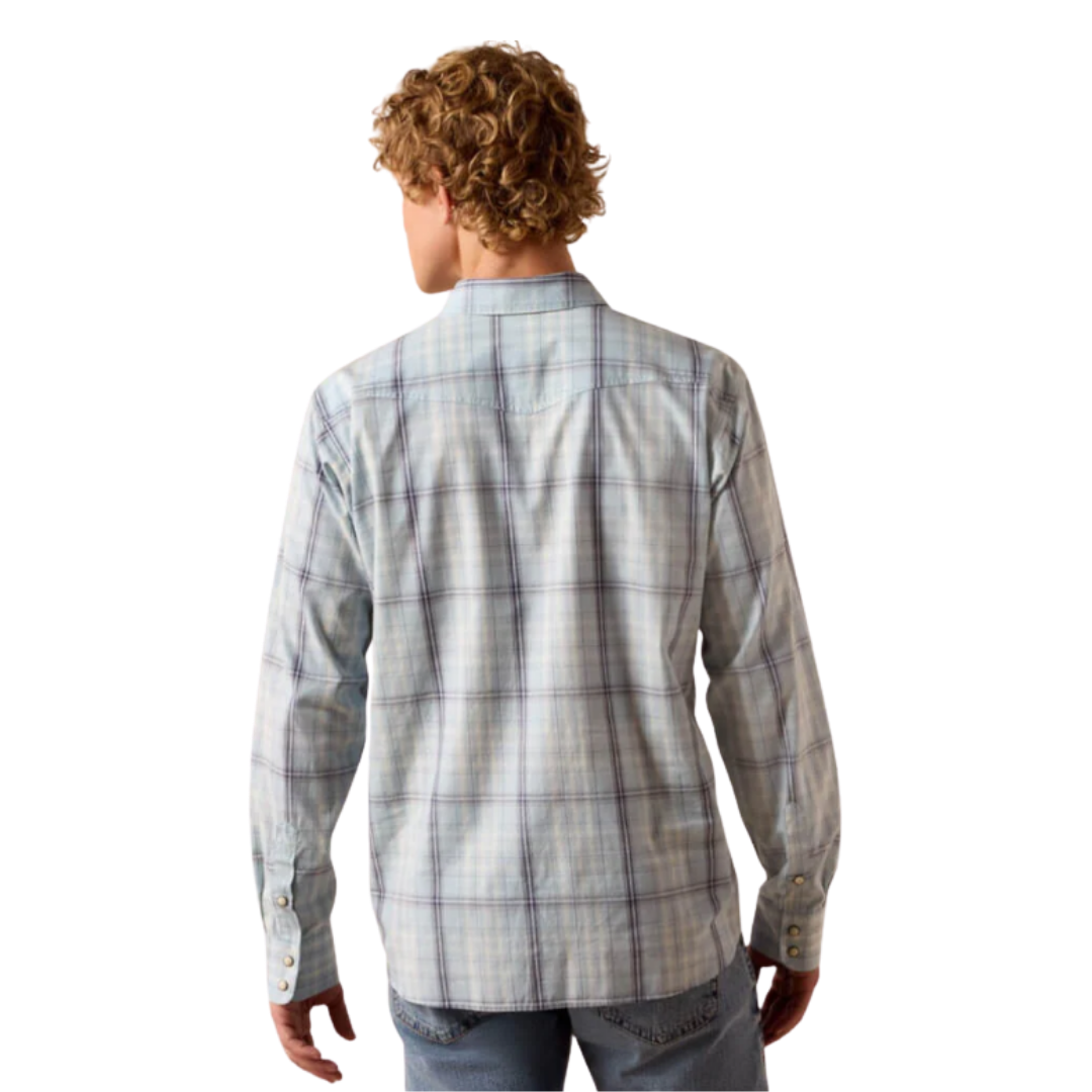 Ariat Men's Retro Fitted Snap Light Blue Shirt