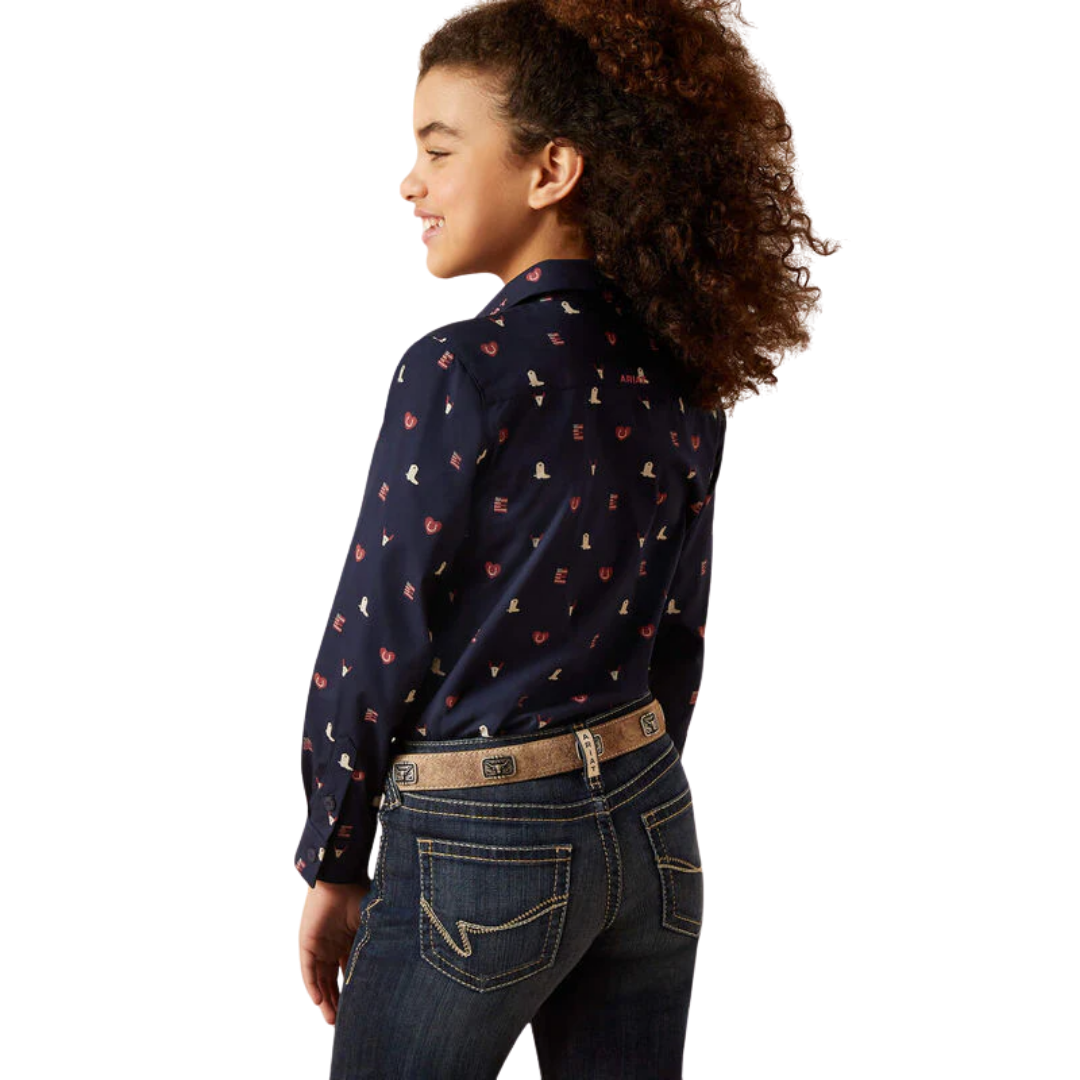 Ariat Youth Girl's Team Kirby Blue Shirt - Big