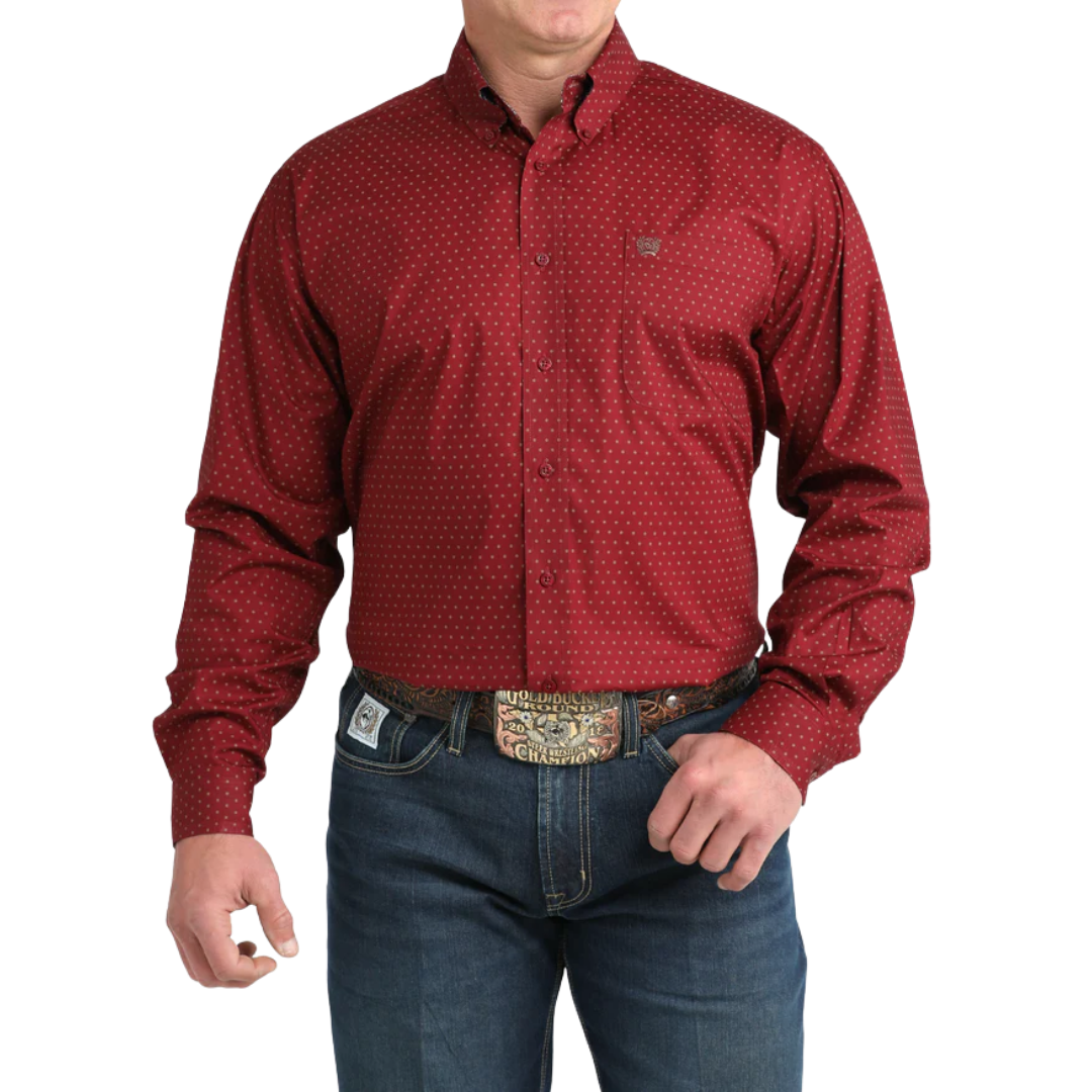 Cinch Men’s Stretch Classic Fit Burgundy Shirt