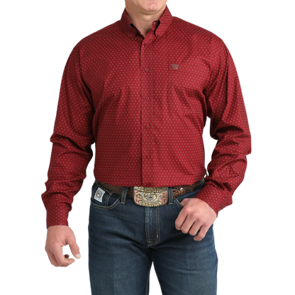 Cinch Men’s Stretch Classic Fit Burgundy Shirt