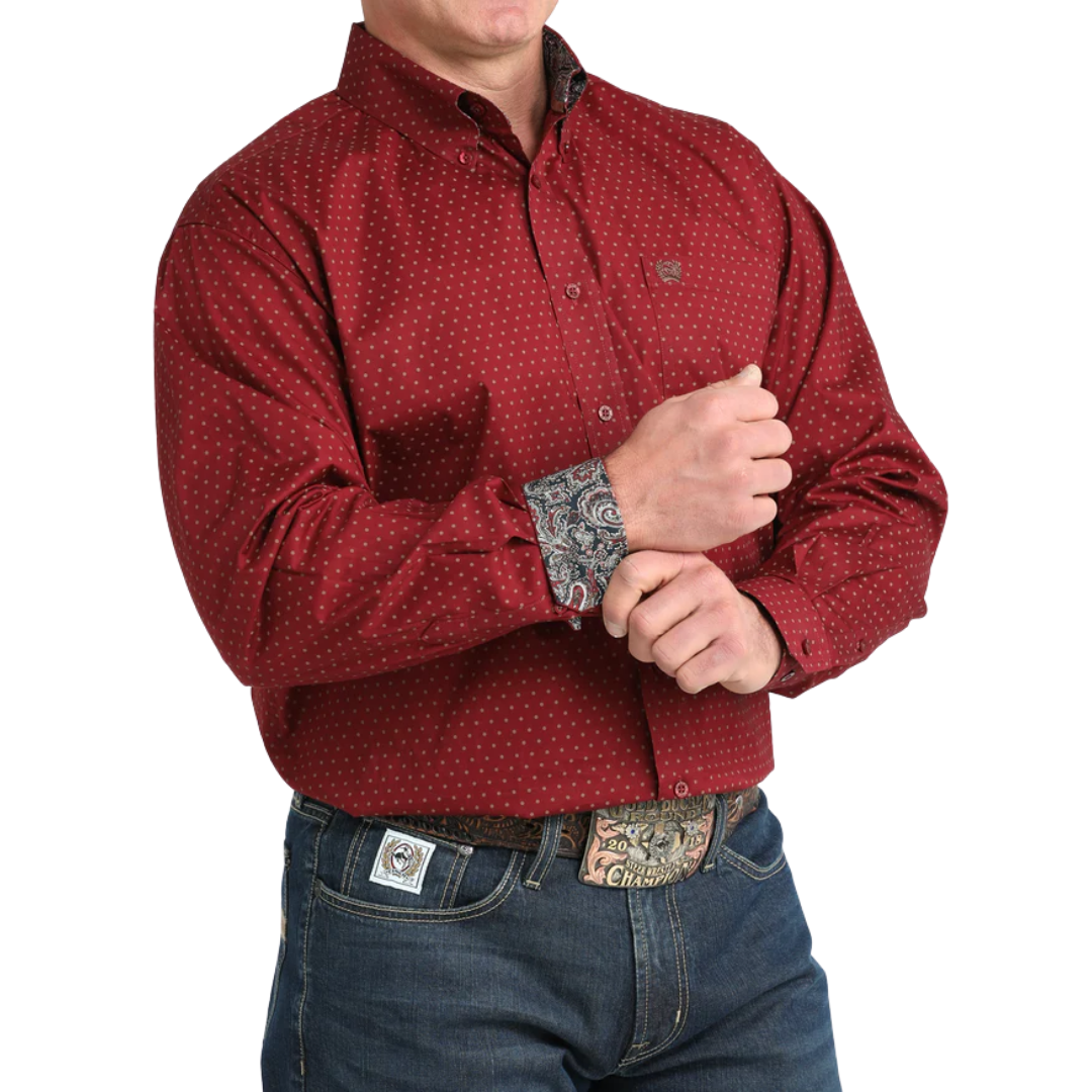 Cinch Men’s Stretch Classic Fit Burgundy Shirt
