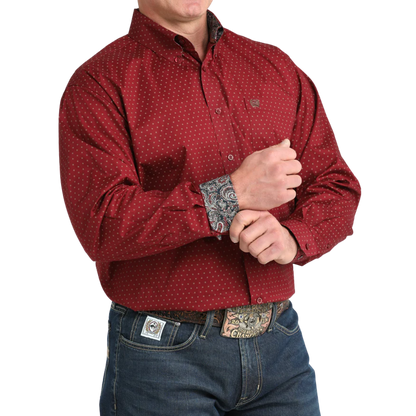 Cinch Men’s Stretch Classic Fit Burgundy Shirt