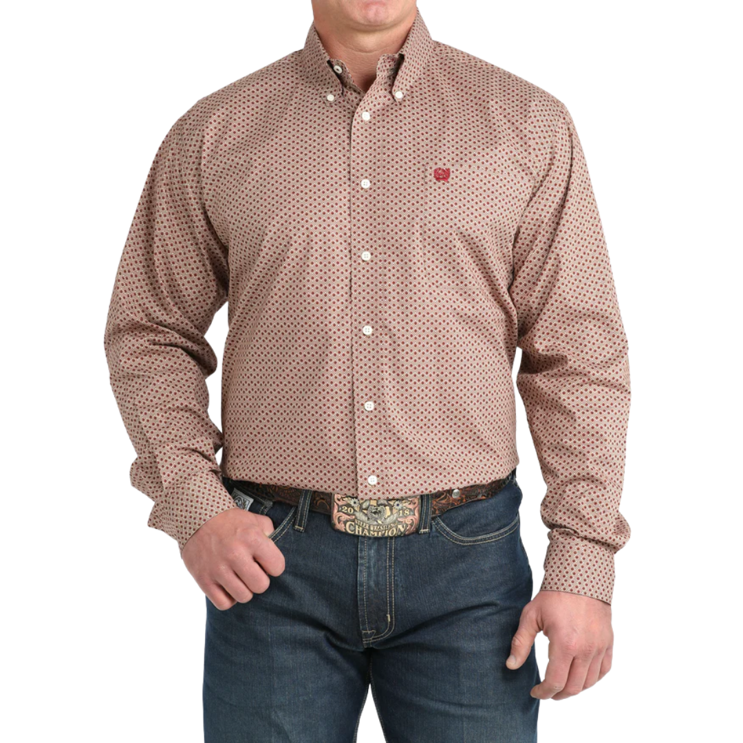 Cinch Men's Stretch Classic Fit Brown Shirt