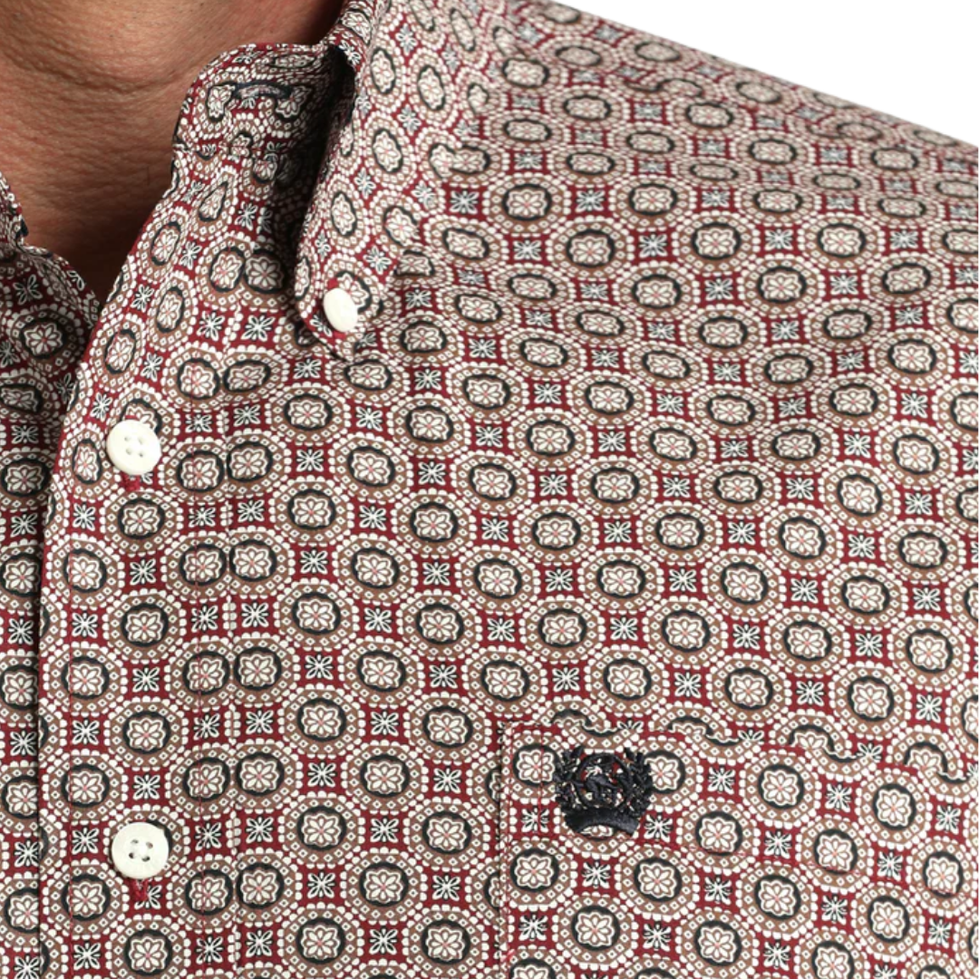 Cinch Men's Print Weave Burgundy Shirt
