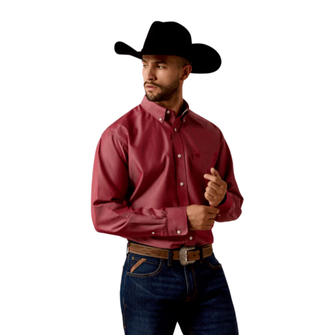 Ariat Men's Wrinkle Free Pinpoint Oxford Rhubarb Shirt