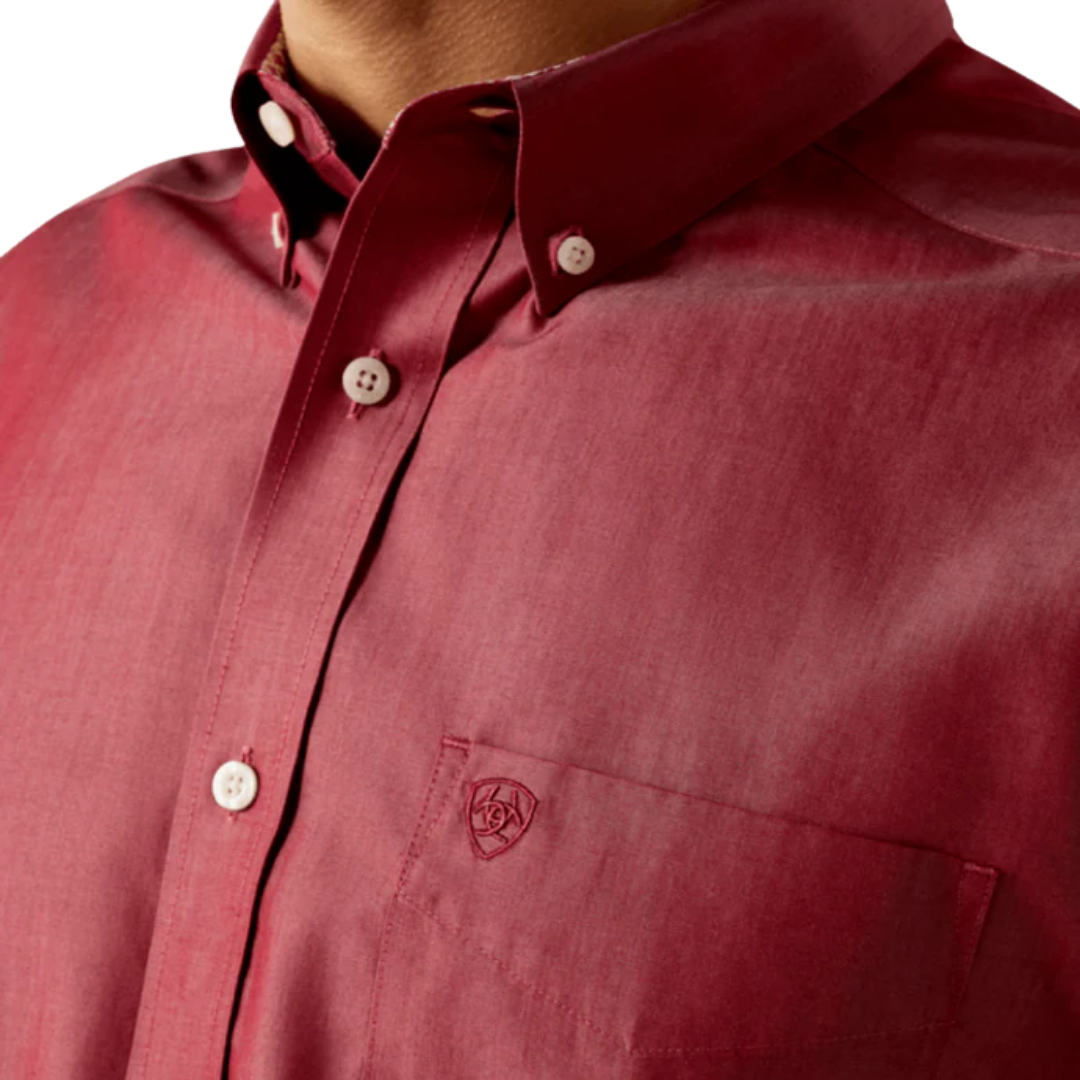 Ariat Men's Wrinkle Free Pinpoint Oxford Rhubarb Shirt
