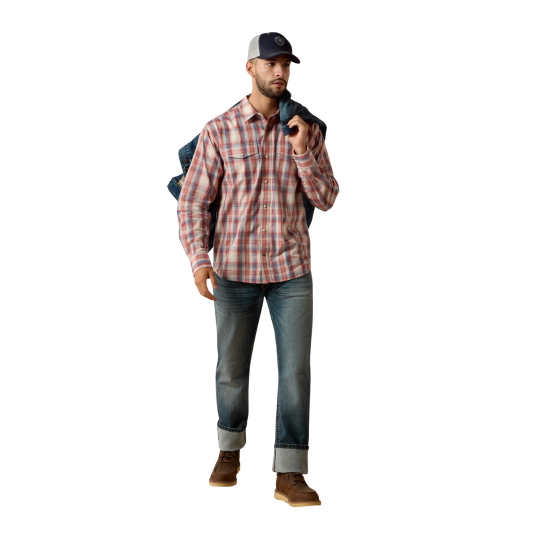 Ariat Men's Retro Hodge Fitted Snap Red Shirt