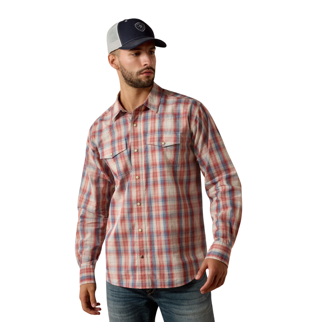 Ariat Men's Retro Hodge Fitted Snap Red Shirt