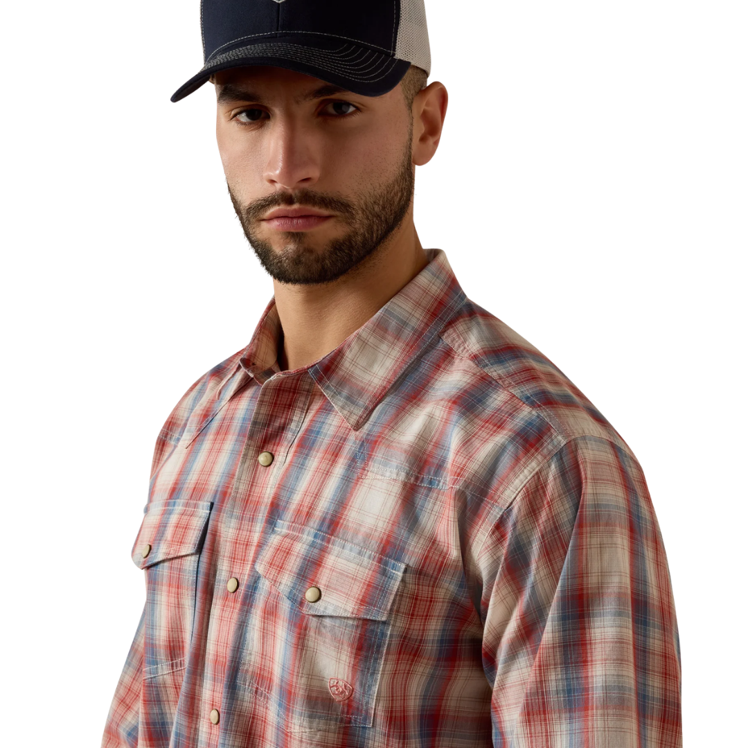Ariat Men's Retro Hodge Fitted Snap Red Shirt