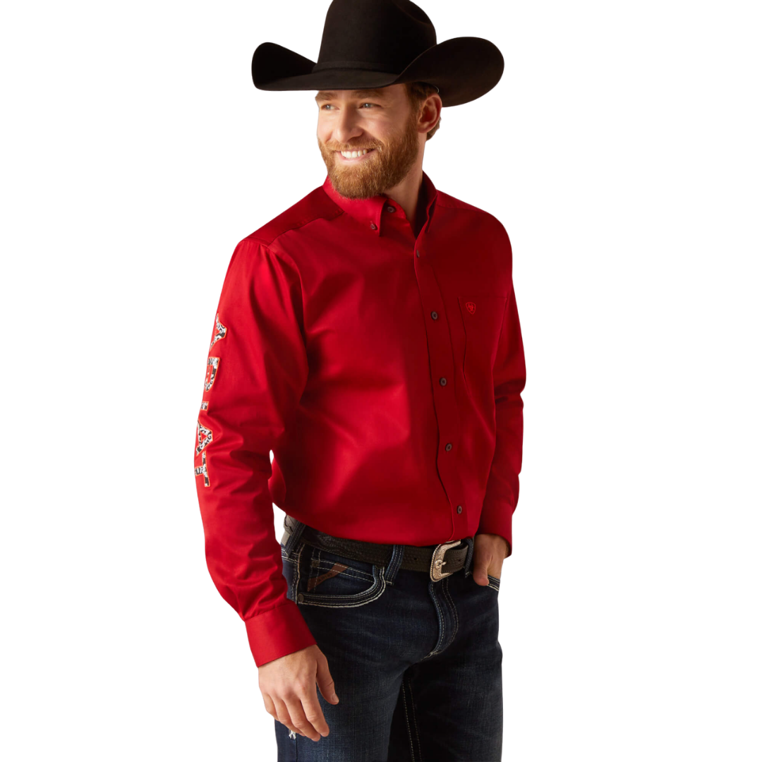 Ariat Men's Team Logo Twill Red Shirt