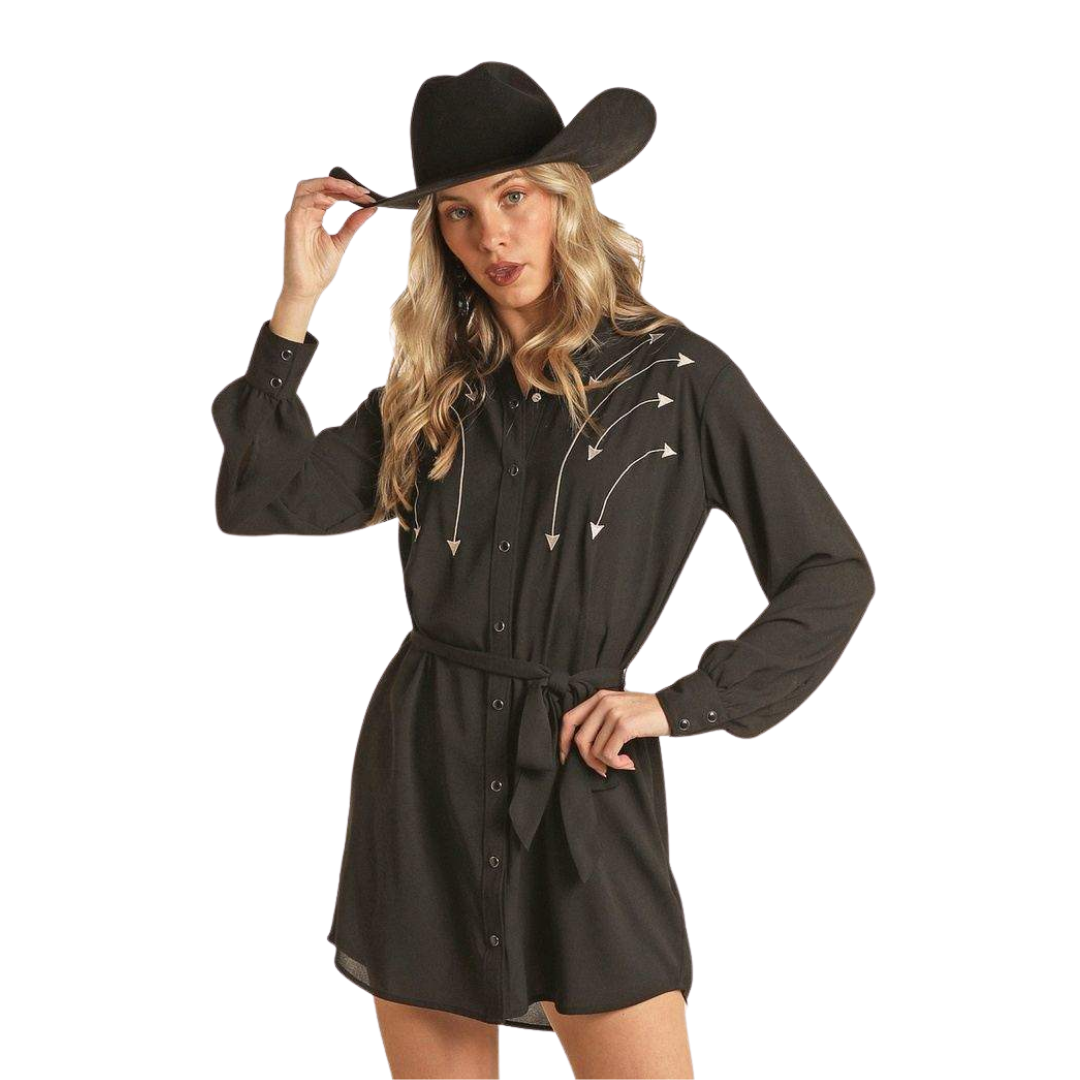 Panhandle Slim Women's West Desperado Embroidered Black Mini Dress