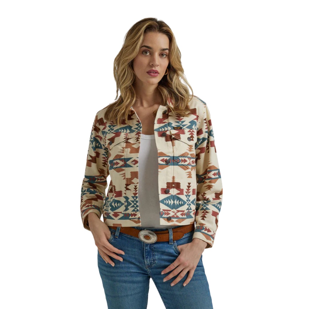 Wrangler Women's Western Printed Boyfriend Multicolor Jacket