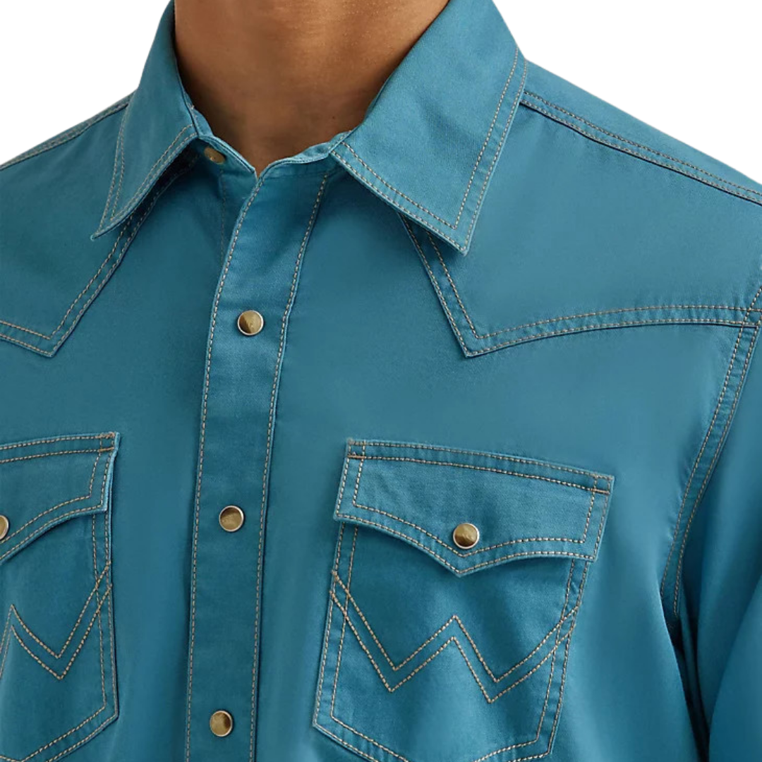 Wrangler Retro Men's Solid Western Turquoise Shirt