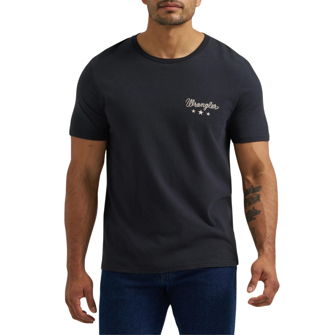 Wrangler Men's Graphic Regular Fit Black T-Shirt