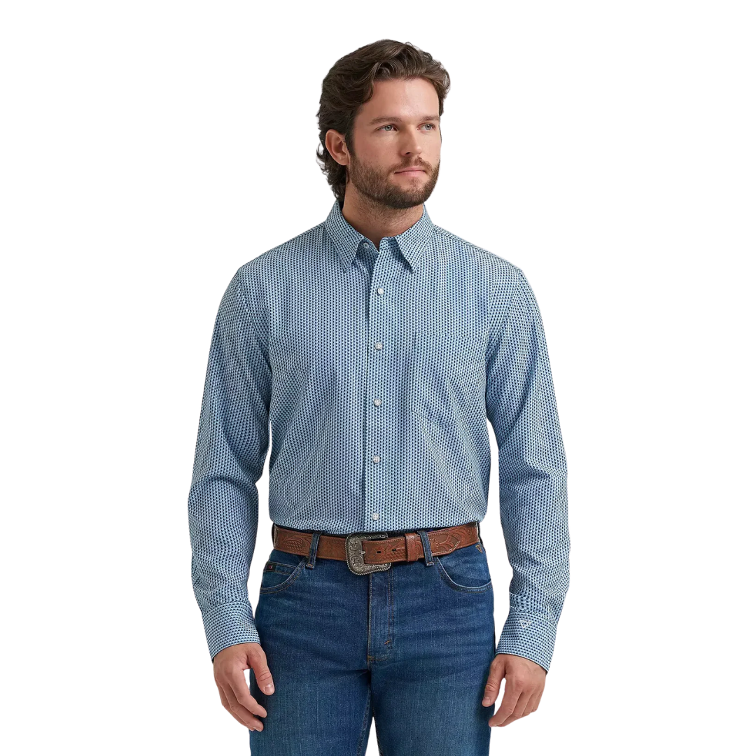 Wrangler Men's Cody Johnson Classic Fit Blue Shirt
