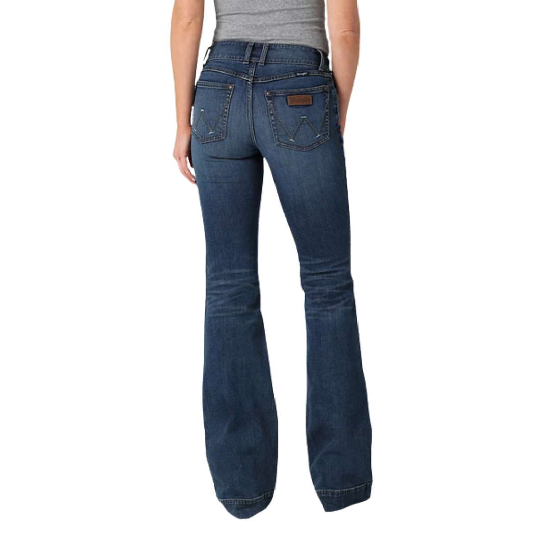Wrangler Women's Retro Dark Wash Mid Rise Blue Jeans
