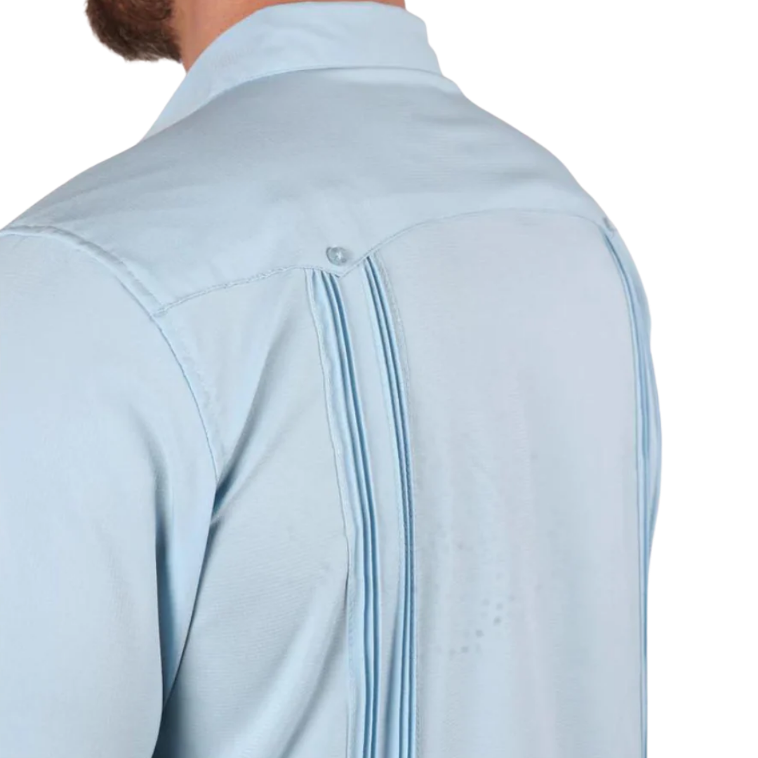 Platini Men's Modern Guayabera Light Blue Shirt