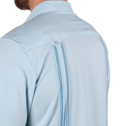 Platini Men's Modern Guayabera Light Blue Shirt