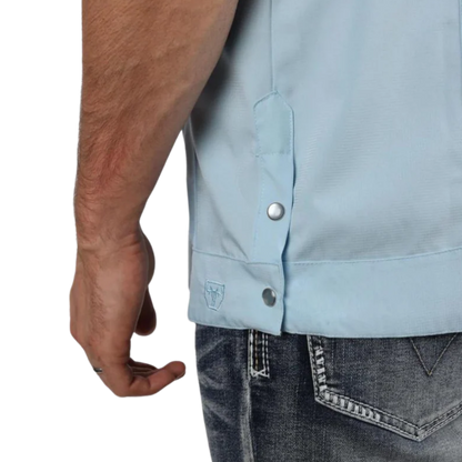 Platini Men's Modern Guayabera Light Blue Shirt