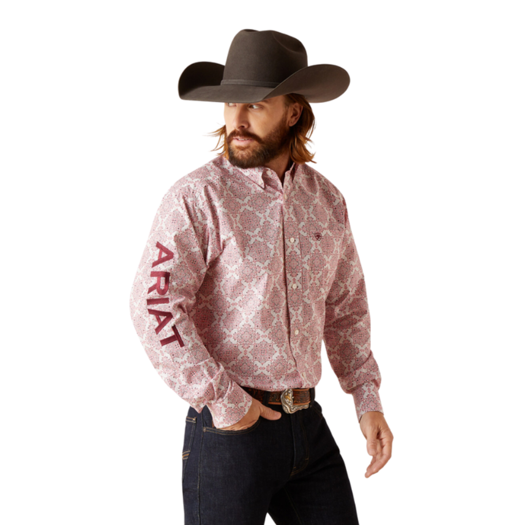 Ariat Men's Team Logo Clifford Pink Shirt