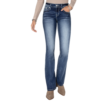 Miss Me Women's Feather Wings Bootcut Blue Jeans