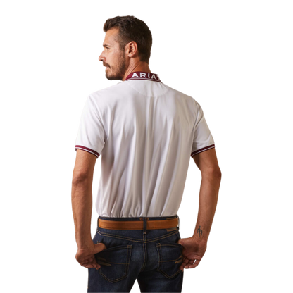Ariat Men's Clothing Logo Fitted Polo White Shirt