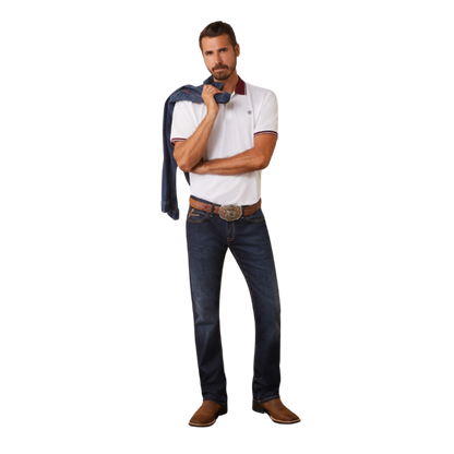 Ariat Men's Clothing Logo Fitted Polo White Shirt
