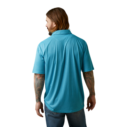 Ariat Men's Peacock Blue All Over Blue Polo