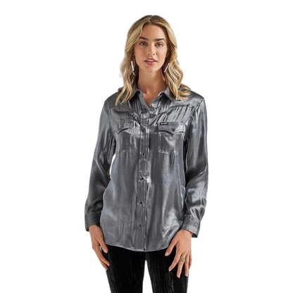 Wrangler Women's Retro Party Western Grey Shirt