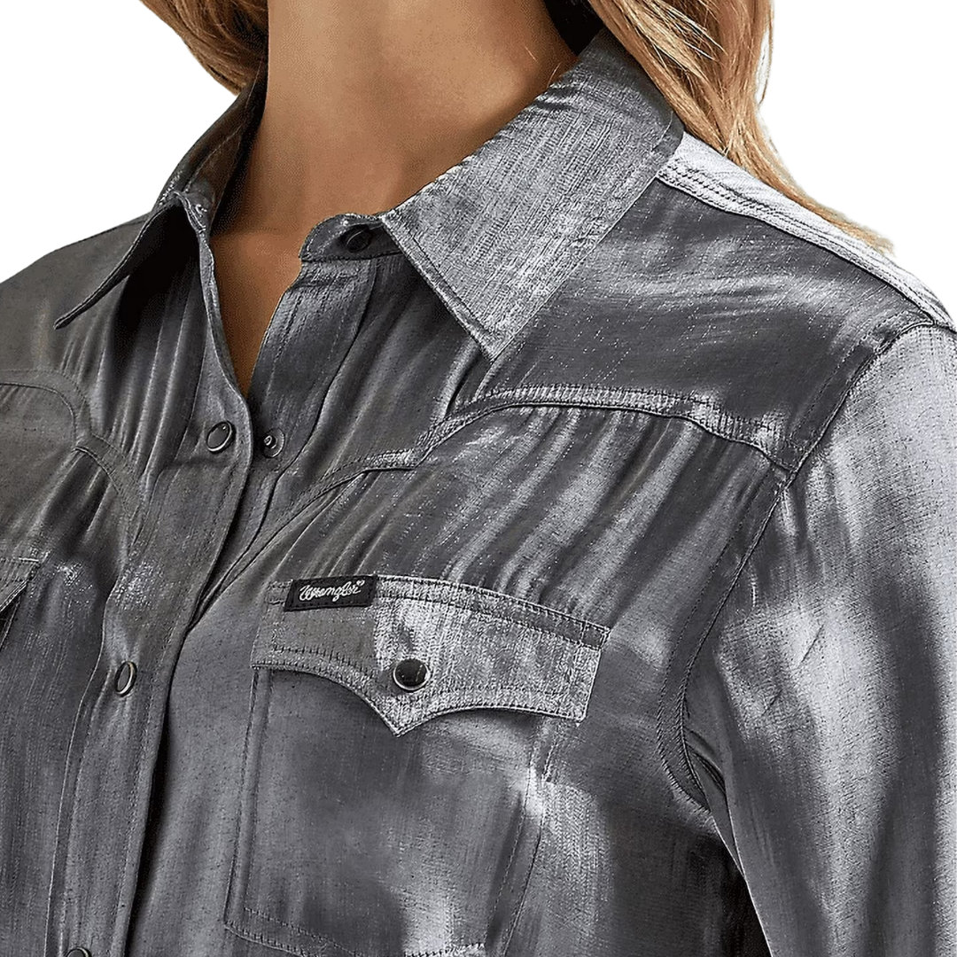 Wrangler Women's Retro Party Western Grey Shirt