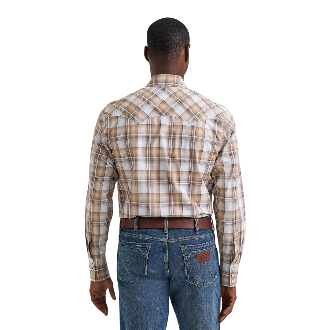 Wrangler Men's Retro Long Sleeve Taupe Shirt