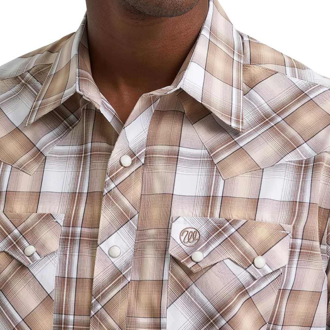 Wrangler Men's Retro Long Sleeve Taupe Shirt