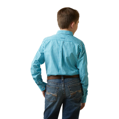 Ariat Youth Boy's Fit Long Sleeve Blue Shirt
