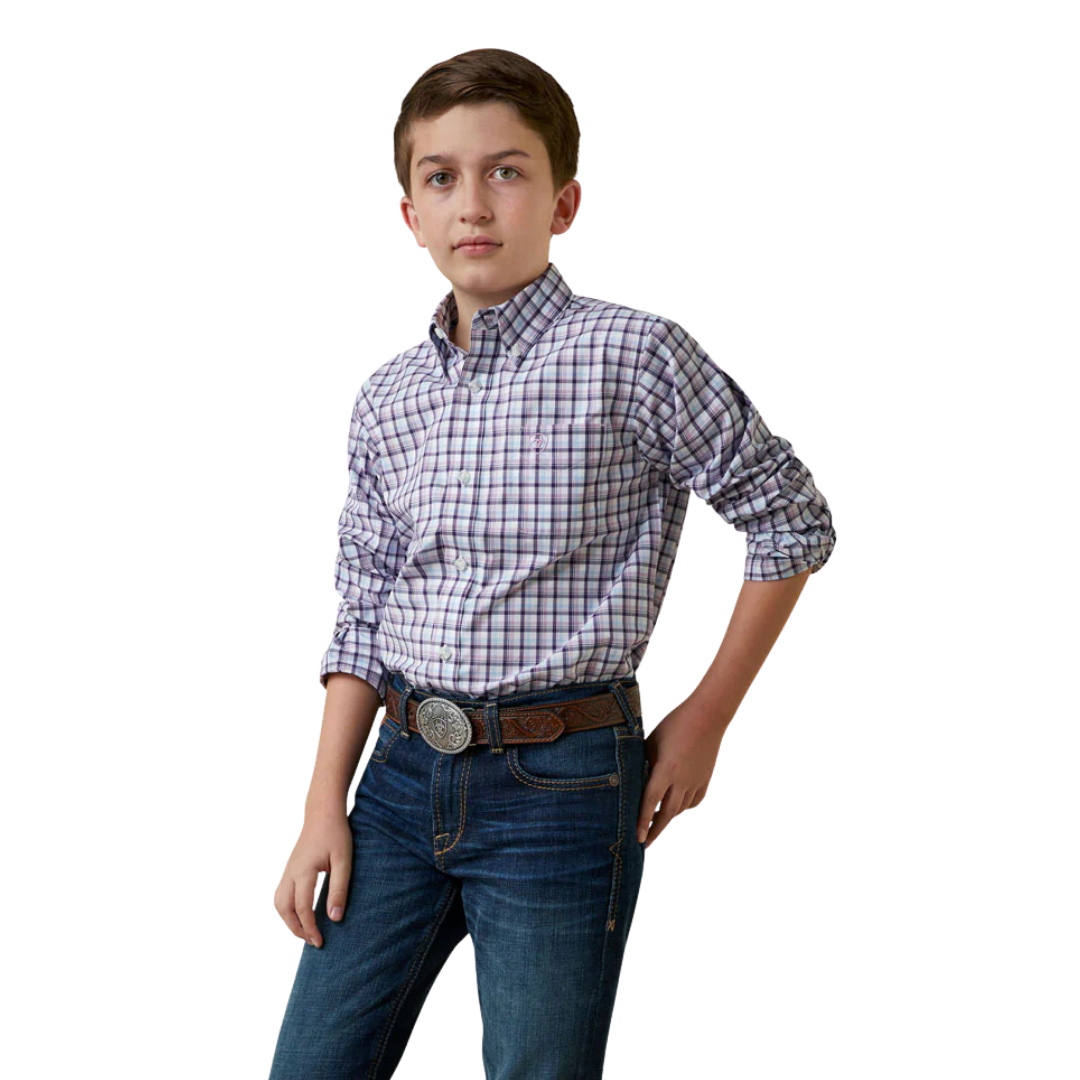 Ariat Boys Pro Series Meir Purple Shirt