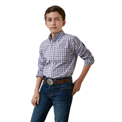 Ariat Boys Pro Series Meir Purple Shirt