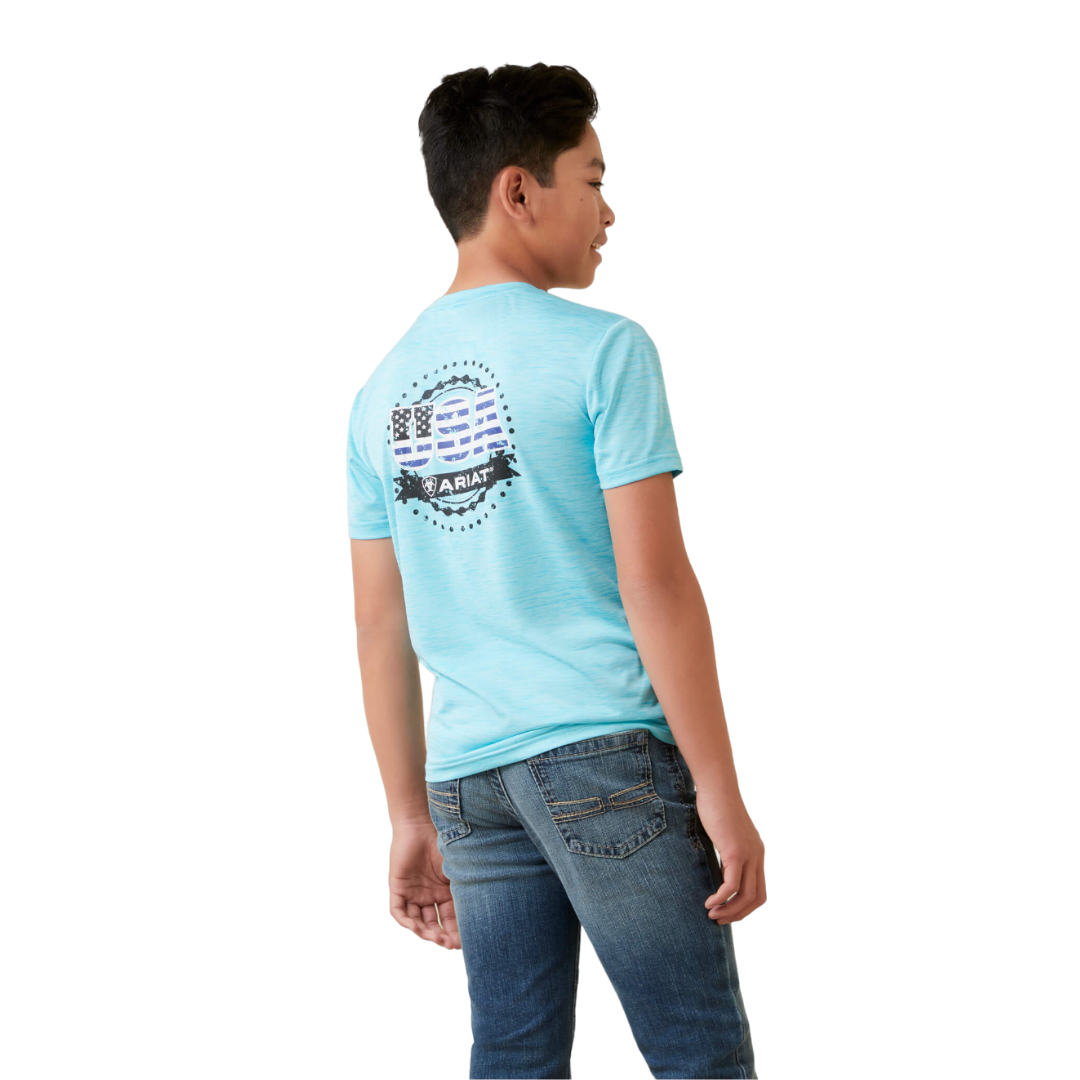 Ariat Youth Boys Charger Blue Shirt