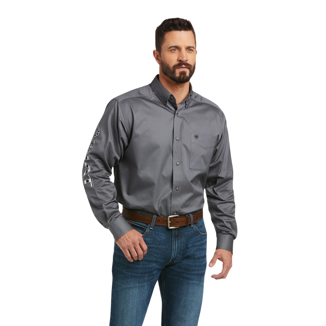 Ariat Men's Team Logo Twill Grey Shirt