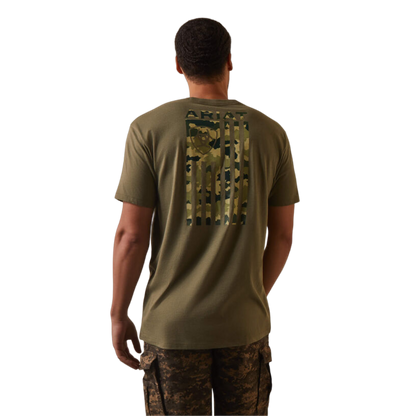Ariat Men's Tonal Camo Flag Green Shirt
